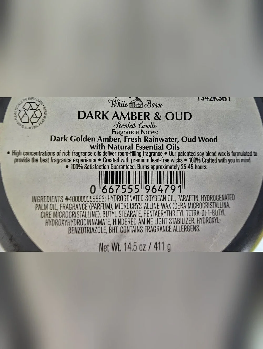 White Barn Dark Amber & Oud 3 wick Candle